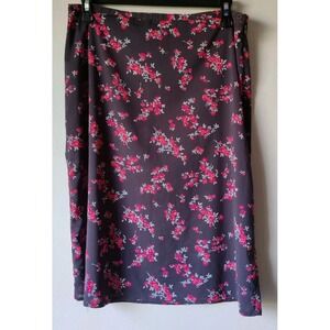 The Limited Women's Pencil Knee Length Skirt Gray‎ Floral Side Zip/Button Size 8